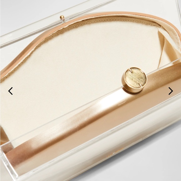 CULT GAIA Metallic Gold Clutch Enclosed In Acrylic-LOWEST PRICE AROUND - Picture 11 of 13